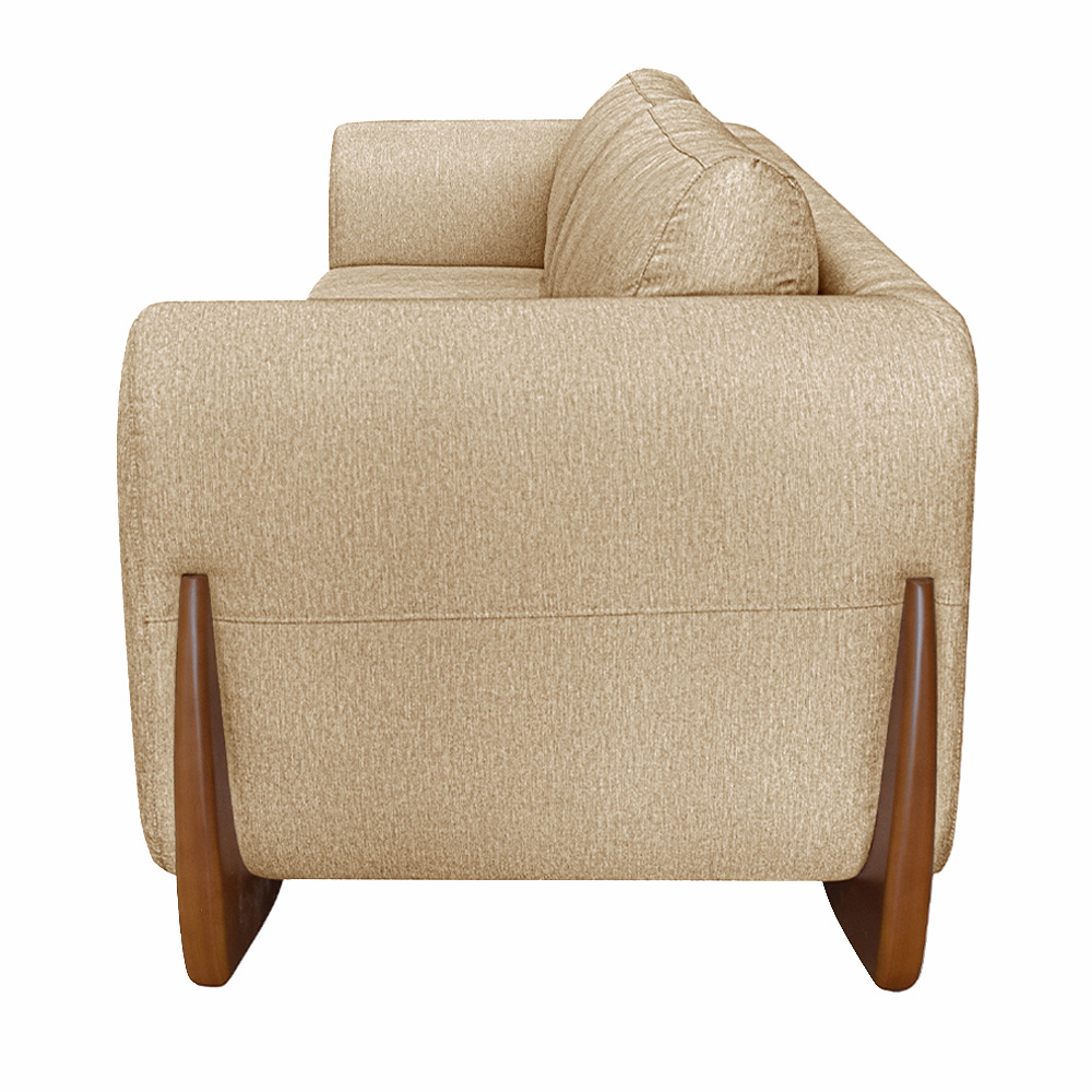 Sofá Decorativo 2 Lugares 180cm Pés em Madeira Buzz Linho Bege G63 - Gran Belo
