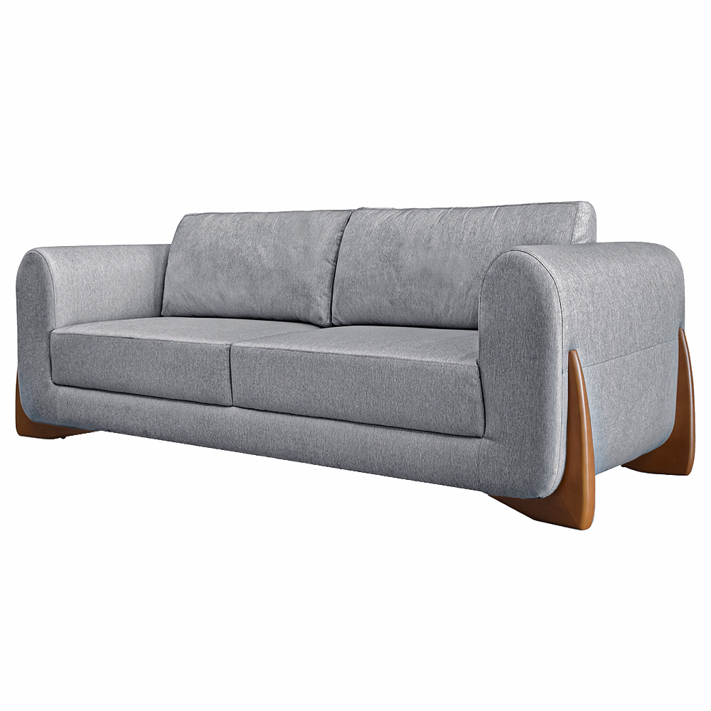 Sofá Decorativo 2 Lugares 180cm Pés em Madeira Buzz Linho Cinza G63 - Gran Belo