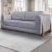 Sofá Decorativo 2 Lugares 180cm Pés em Madeira Buzz Linho Cinza G63 - Gran Belo