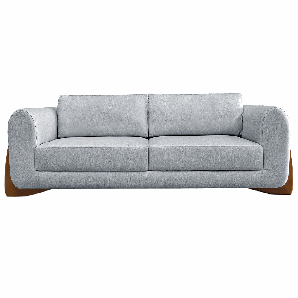 Sofá Decorativo 2 Lugares 180cm Pés em Madeira Buzz Linho Cinza Rústico G63 - Gran Belo