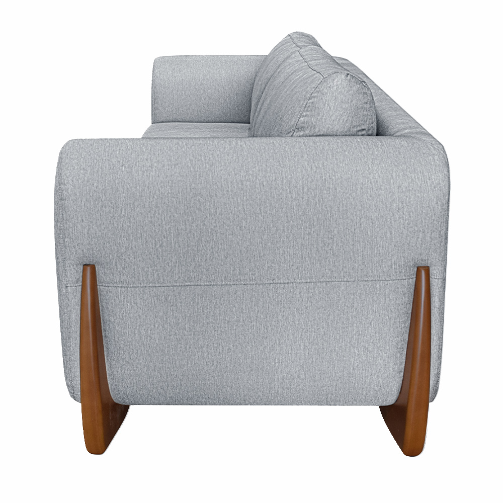 Sofá Decorativo 2 Lugares 180cm Pés em Madeira Buzz Linho Cinza Rústico G63 - Gran Belo