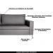 Sofá Decorativo 2 Lugares 190 CM Denmark Veludo Cinza Com Pés Preto G62 - Gran Belo