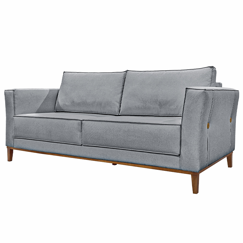 Sofá Decorativo 2 Lugares 190cm Pés em Madeira Tarantino Linho Cinza G63 - Gran Belo