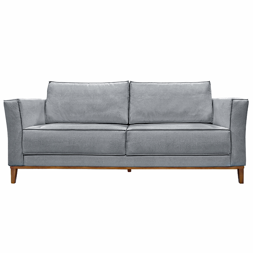 Sofá Decorativo 2 Lugares 190cm Pés em Madeira Tarantino Linho Cinza G63 - Gran Belo