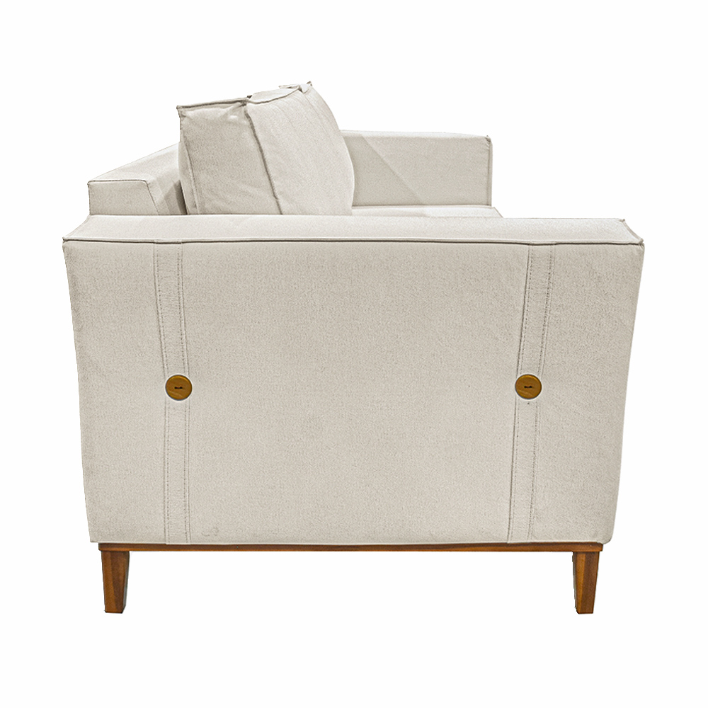 Sofá Decorativo 2 Lugares 190cm Pés em Madeira Tarantino Linho Off White Rústico G63 - Gran Belo