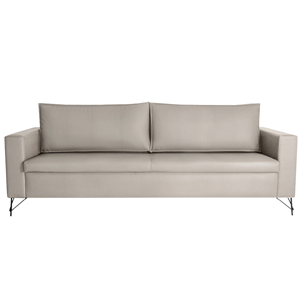 Sofá Decorativo 2 Lugares 230 CM Denmark Veludo Bege Com Pés Preto G62 - Gran Belo