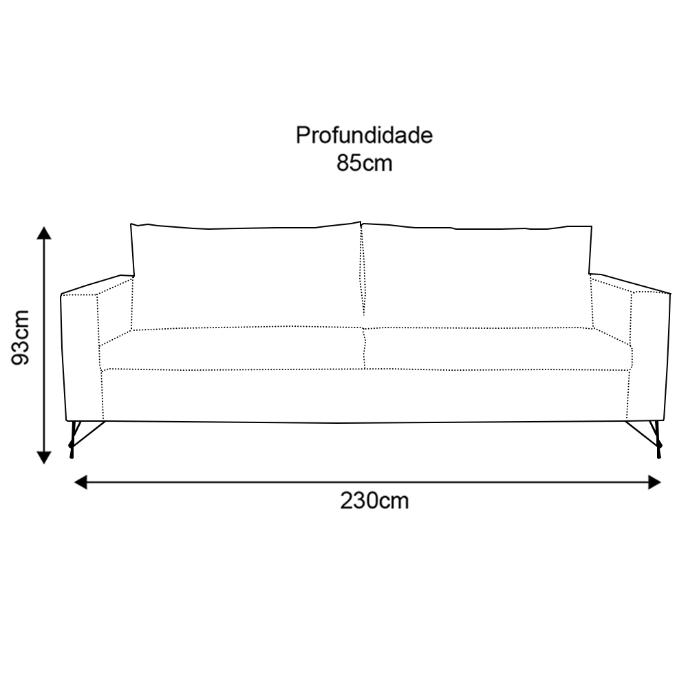 Sofá Decorativo 2 Lugares 230 CM Denmark Veludo Bege Com Pés Preto G62 - Gran Belo
