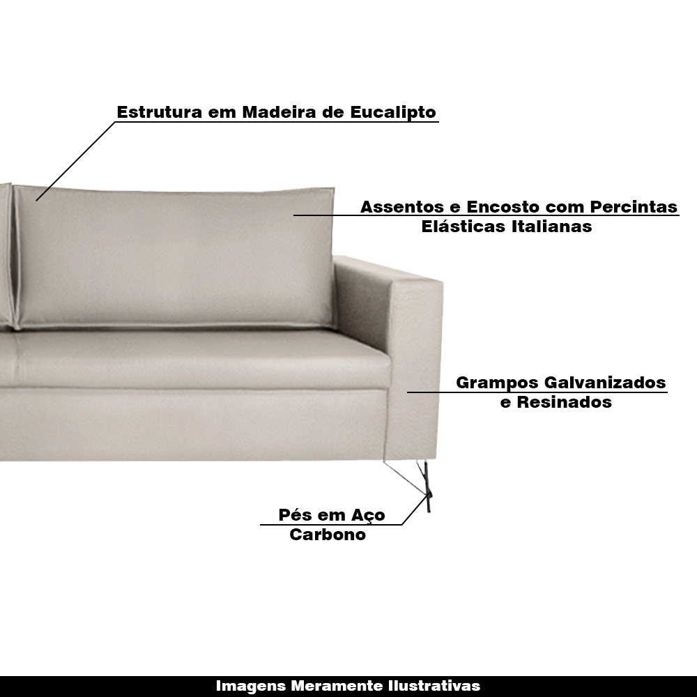 Sofá Decorativo 2 Lugares 230 CM Denmark Veludo Bege Com Pés Preto G62 - Gran Belo