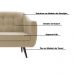 Sofá Decorativo 2 Lugares Pés Palito Cuddle Linho Bege G17 - Gran Belo