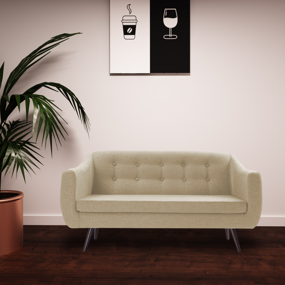 Sofá Decorativo 2 Lugares Pés Palito Cuddle Linho Bege G17 - Gran Belo