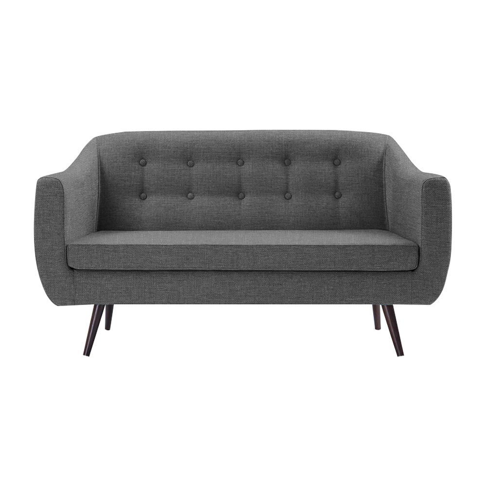 Sofá Decorativo 2 Lugares Pés Palito Cuddle Linho Cinza G17 - Gran Belo