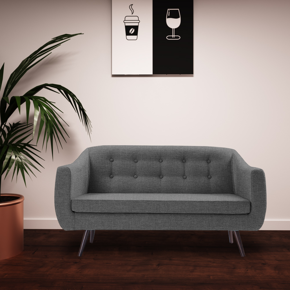 Sofá Decorativo 2 Lugares Pés Palito Cuddle Linho Cinza G17 - Gran Belo
