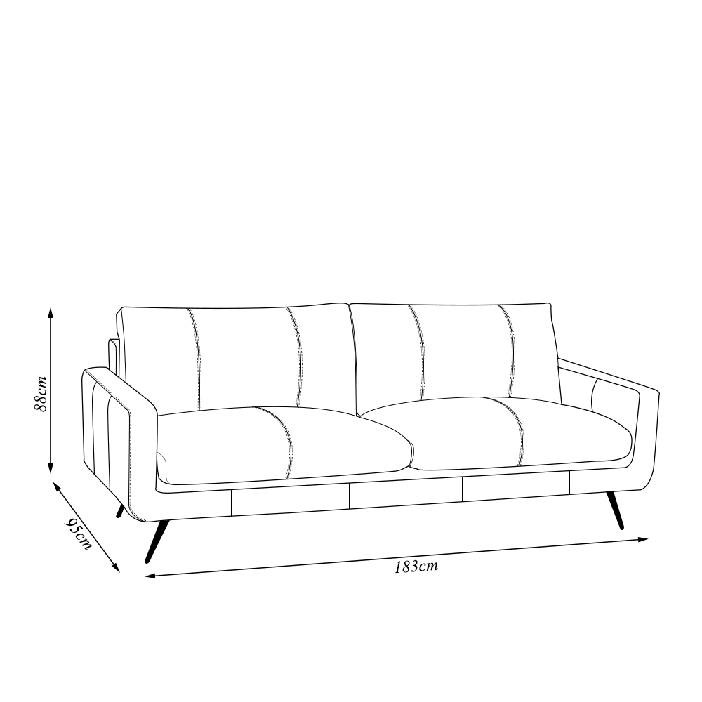 Sofá Decorativo 2 Lugares Paloma 183cm Sala de Estar Pés em Aço Couro Marrom Claro Manchado G88 - Gran Belo