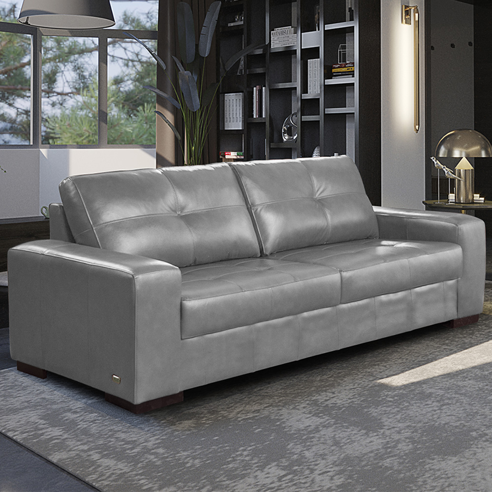 Sofá Decorativo 2 Lugares Turim 150cm Couro Cinza G58 - Gran Belo