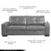 Sofá Decorativo 2 Lugares Turim 150cm Couro Cinza G58 - Gran Belo