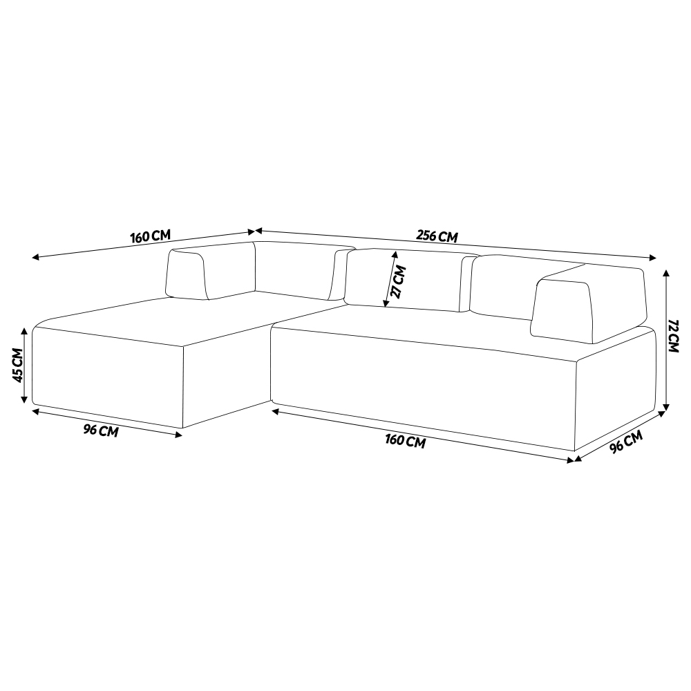 Sofá Decorativo 2 Módulos e 3 Encostos Happiness Linho Cinza G66 - Gran Belo