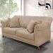 Sofá Decorativo 200cm 3 Lugares com 4 Almofadas Armstrong Suede Bege G63 - Gran Belo