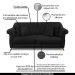 Sofá Decorativo 200cm 3 Lugares com 4 Almofadas Armstrong Suede Preto G63 - Gran Belo