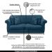 Sofá Decorativo 200cm 3 Lugares com 4 Almofadas Armstrong Veludo Azul Marinho G63 - Gran Belo