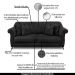 Sofá Decorativo 200cm 3 Lugares com 4 Almofadas Armstrong Veludo Preto G63 - Gran Belo