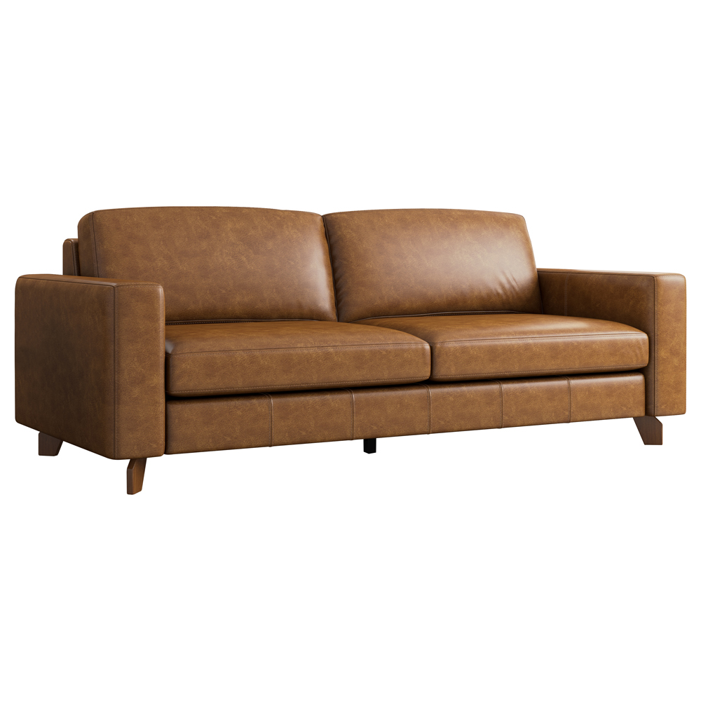 Sofá Decorativo 220cm Moscou Couro Caramelo G52 - Gran Belo