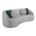 Sofá Decorativo 240cm com Almofadas Redondas Clarke Veludo Cinza Claro G45 - Gran Belo