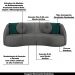 Sofá Decorativo 288cm com Almofadas Redondas Clarke Linho Chumbo G45 - Gran Belo