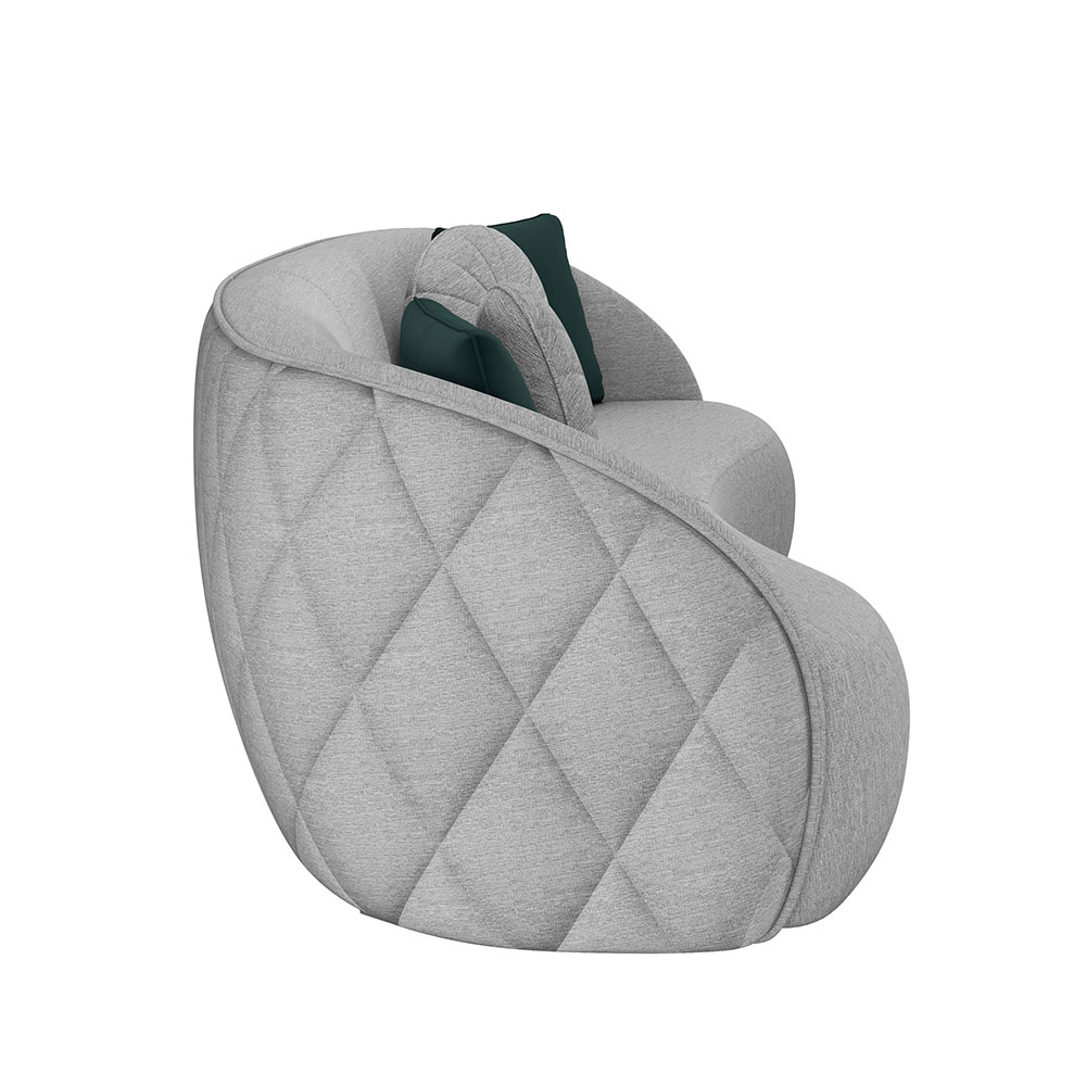 Sofá Decorativo 288cm com Almofadas Redondas Clarke Linho Cinza G45 - Gran Belo
