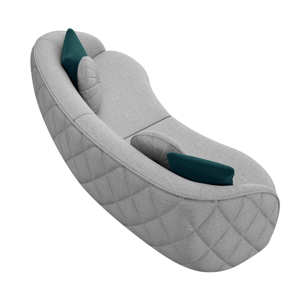 Sofá Decorativo 288cm com Almofadas Redondas Clarke Linho Cinza G45 - Gran Belo
