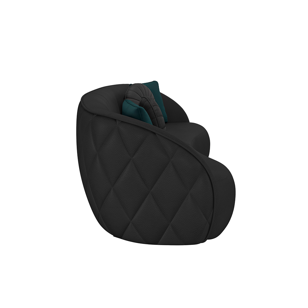 Sofá Decorativo 288cm com Almofadas Redondas Clarke PU Preto G45 - Gran Belo
