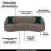 Sofá Decorativo 288cm com Almofadas Redondas Clarke Veludo Bege G45 - Gran Belo