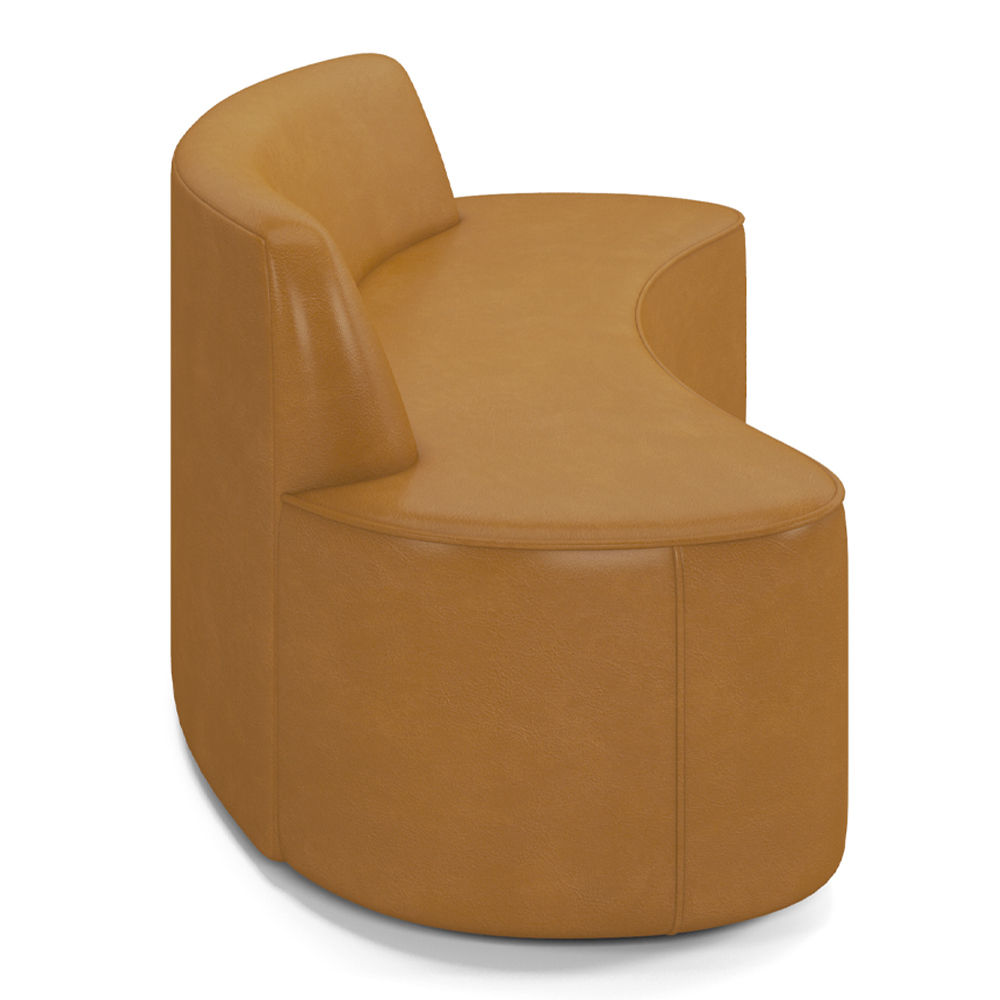Sofá Decorativo 3 Lugares 180cm Bélgica Curvo PU Caramelo G15 - Gran Belo