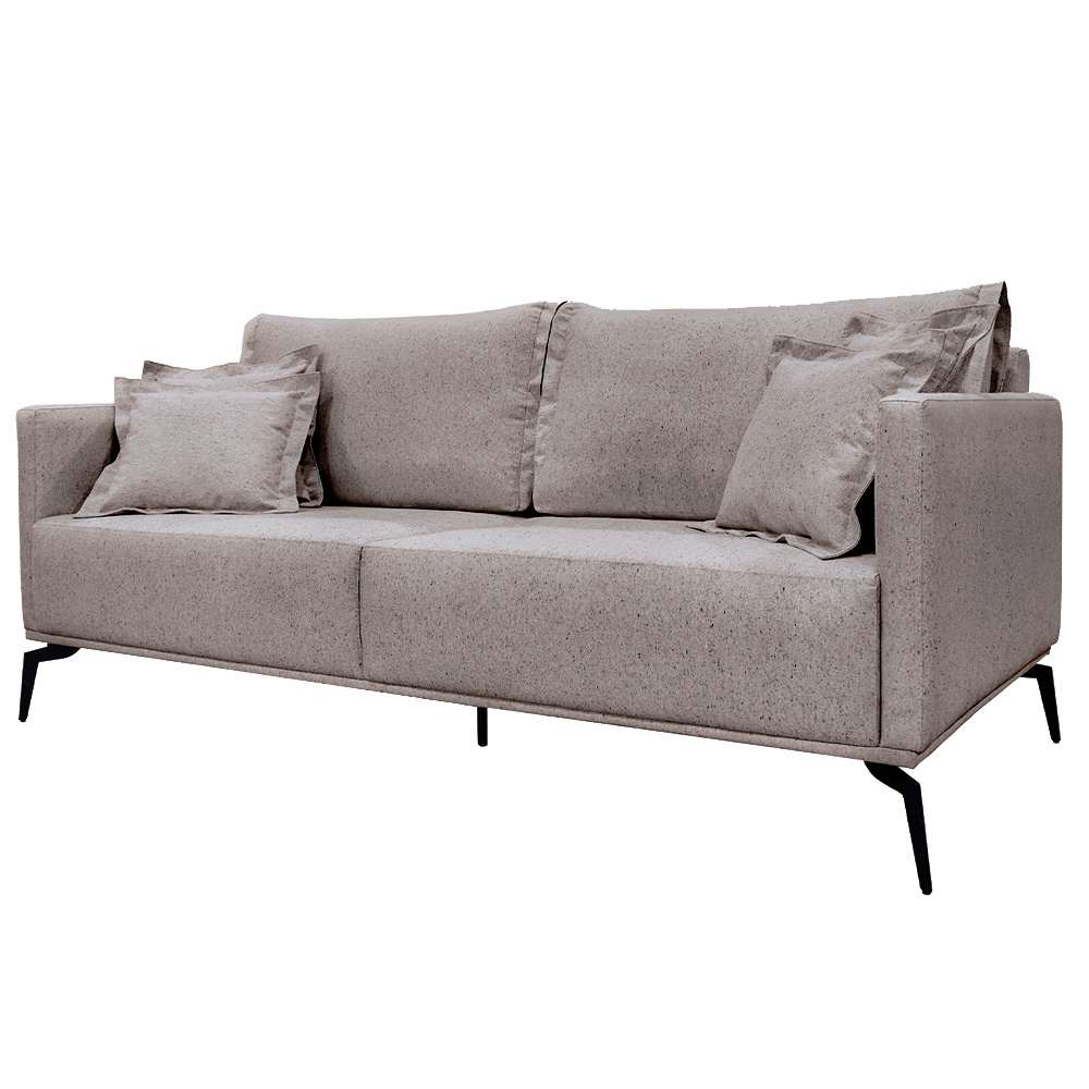Sofá Decorativo 3 Lugares 200cm Pés em Aço Stagno Linho Areia Rústica G63 - Gran Belo