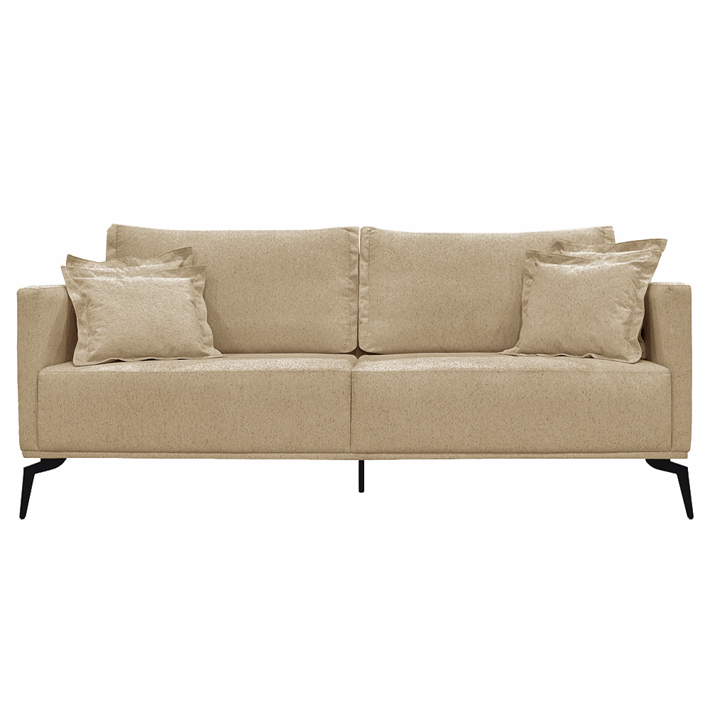 Sofá Decorativo 3 Lugares 200cm Pés em Aço Stagno Linho Bege G63 - Gran Belo