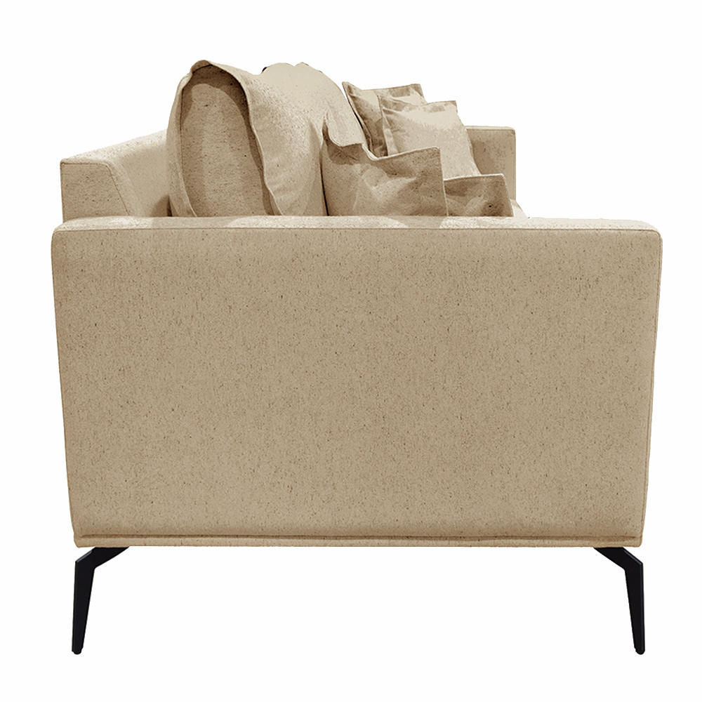 Sofá Decorativo 3 Lugares 200cm Pés em Aço Stagno Linho Bege G63 - Gran Belo