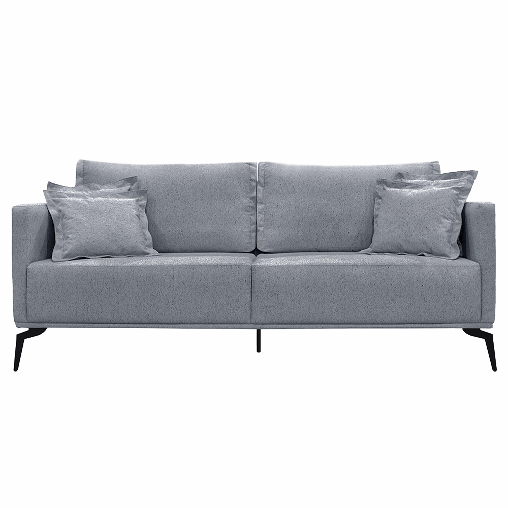 Sofá Decorativo 3 Lugares 200cm Pés em Aço Stagno Linho Cinza G63 - Gran Belo