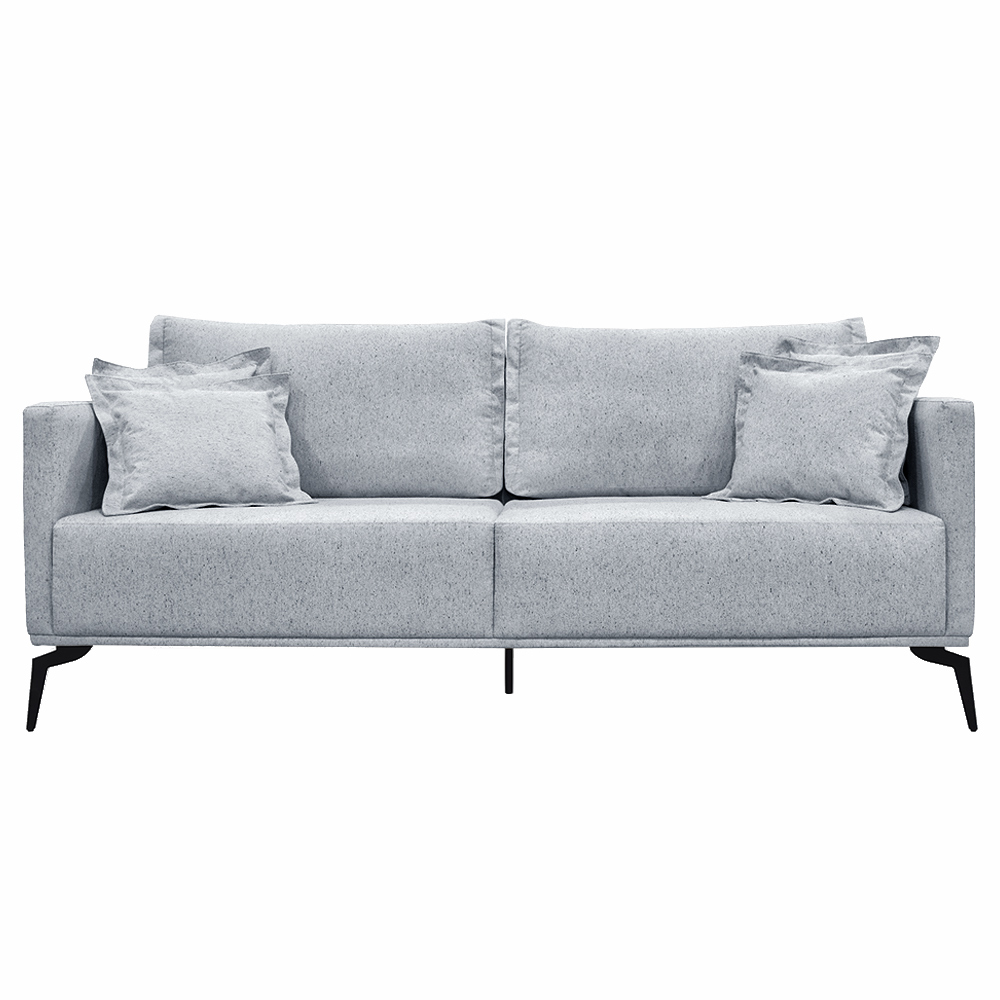 Sofá Decorativo 3 Lugares 200cm Pés em Aço Stagno Linho Cinza Rústico G63 - Gran Belo