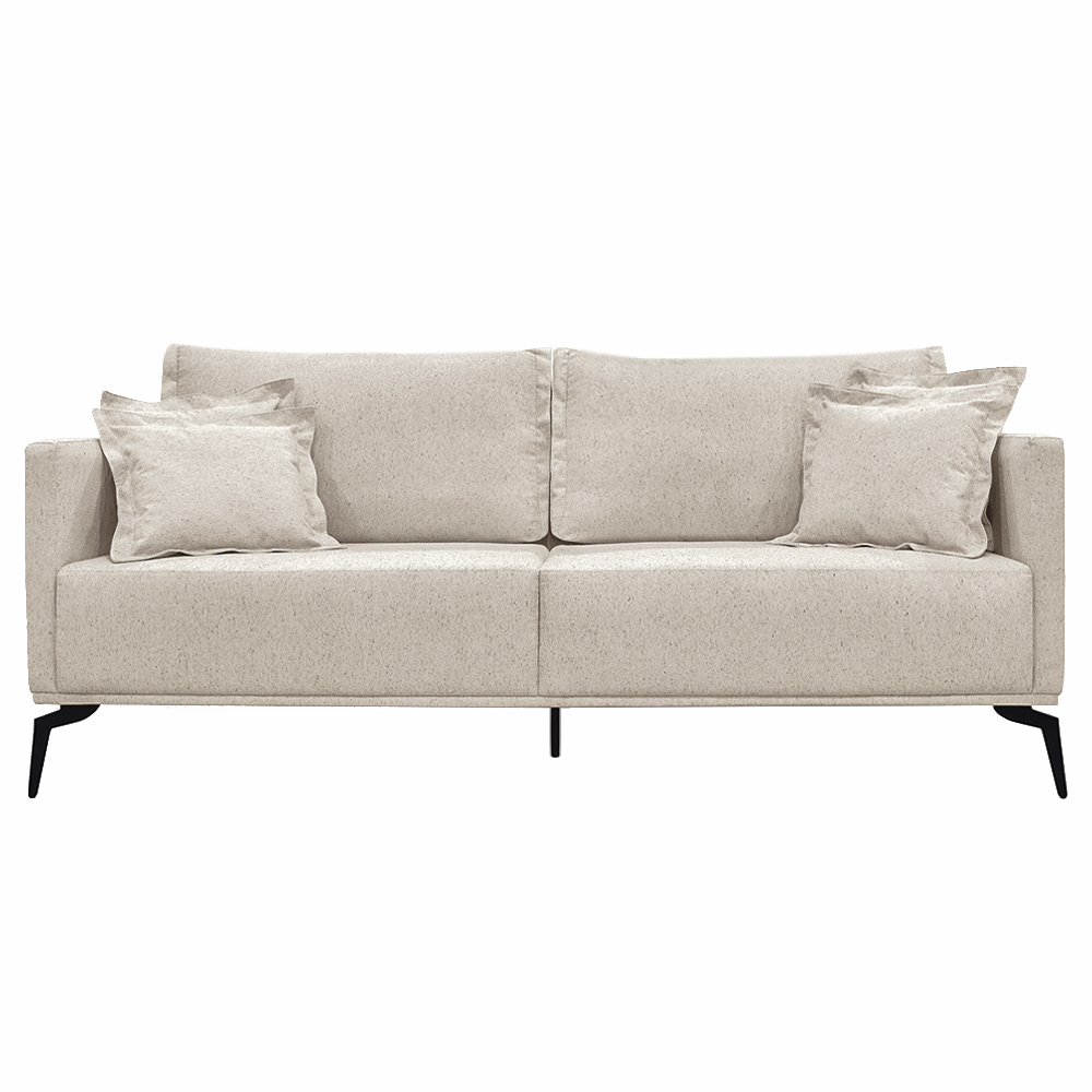 Sofá Decorativo 3 Lugares 200cm Pés em Aço Stagno Linho Off White Rústico G63 - Gran Belo