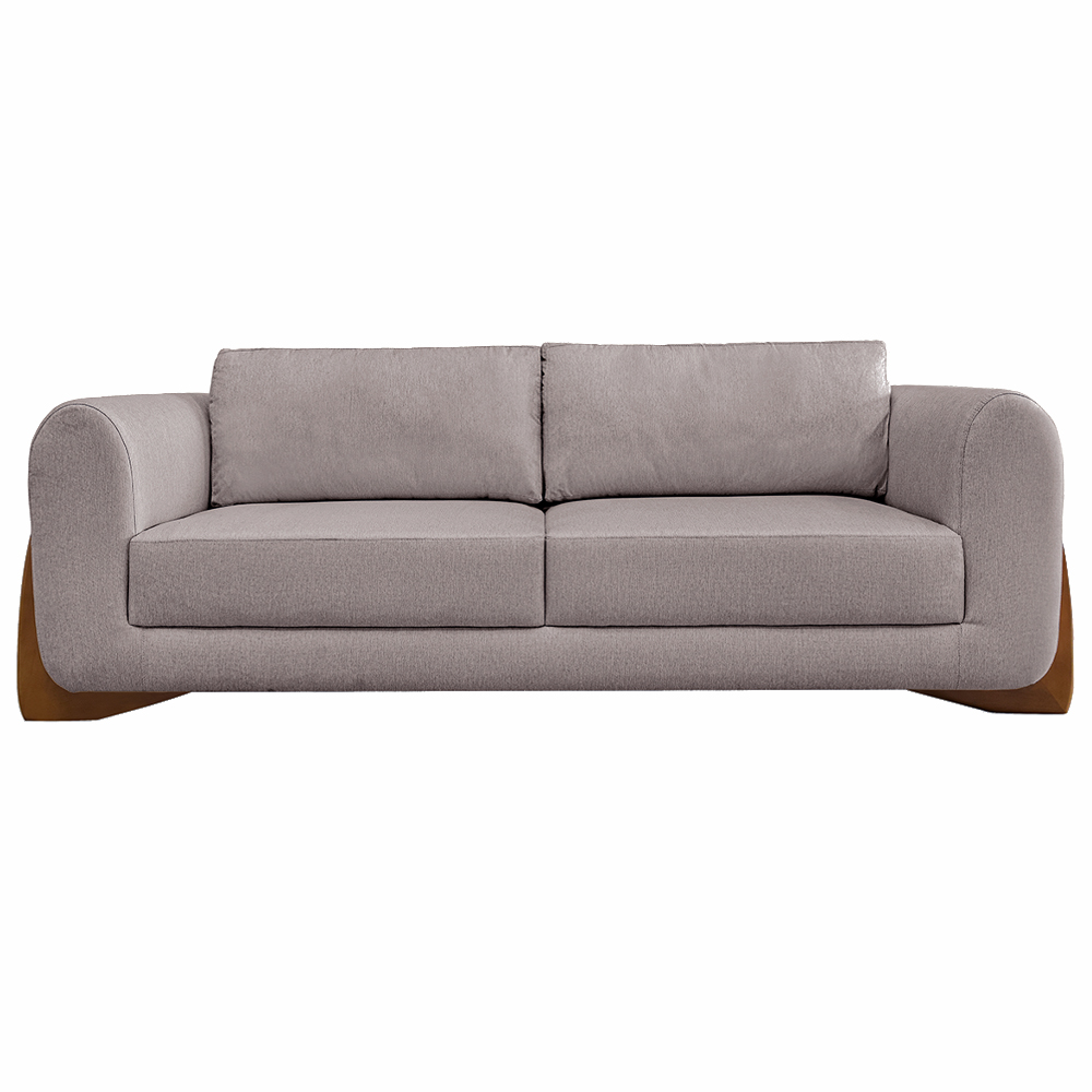 Sofá Decorativo 3 Lugares 200cm Pés em Madeira Buzz Linho Areia Rústica G63 - Gran Belo