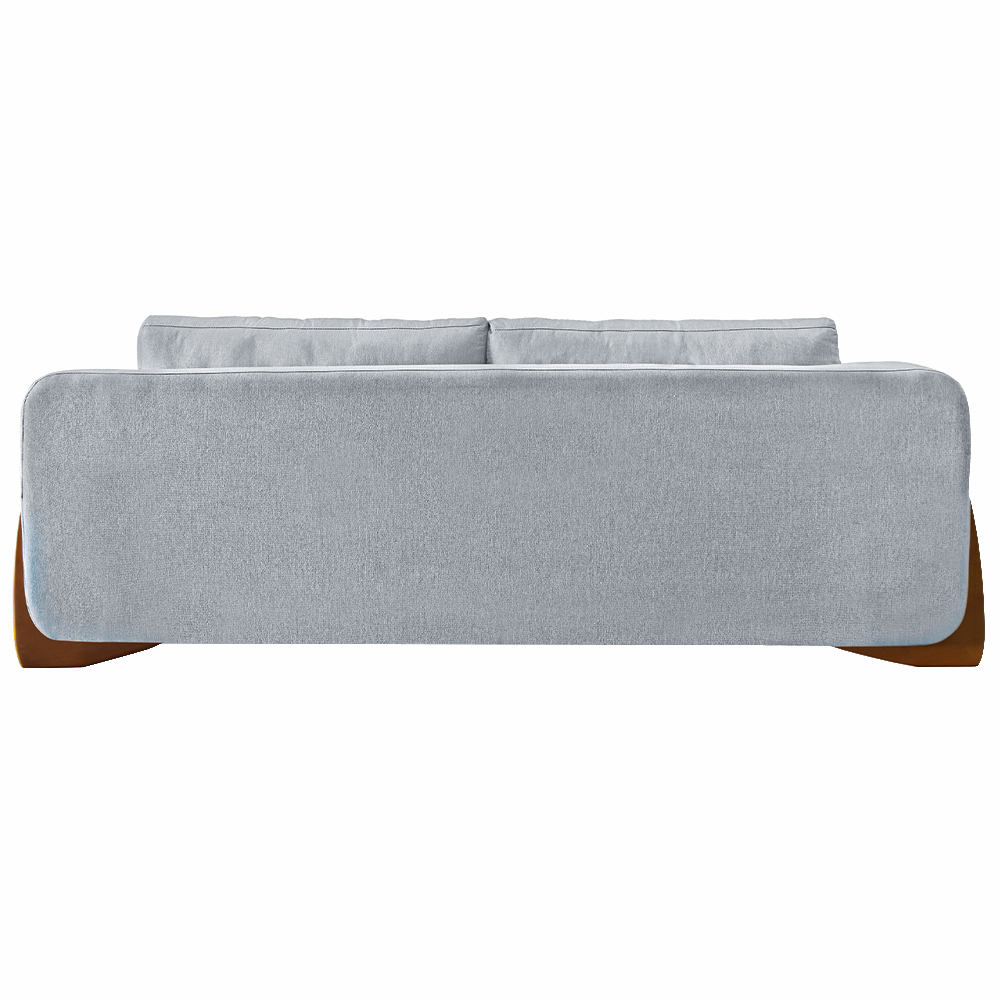 Sofá Decorativo 3 Lugares 200cm Pés em Madeira Buzz Linho Cinza Rústico G63 - Gran Belo