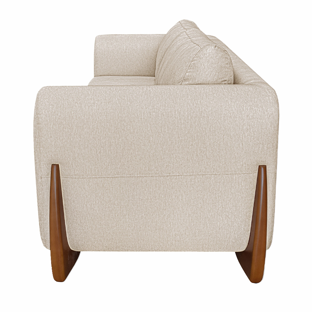 Sofá Decorativo 3 Lugares 200cm Pés em Madeira Buzz Linho Off White Rústico G63 - Gran Belo