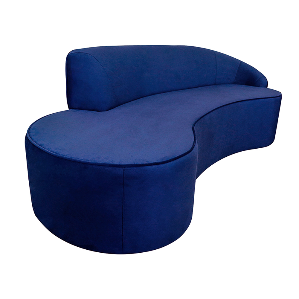 Sofá Decorativo 3 Lugares 210cm Abby Encosto Direito Curvo Veludo Azul Marinho G15 - Gran Belo