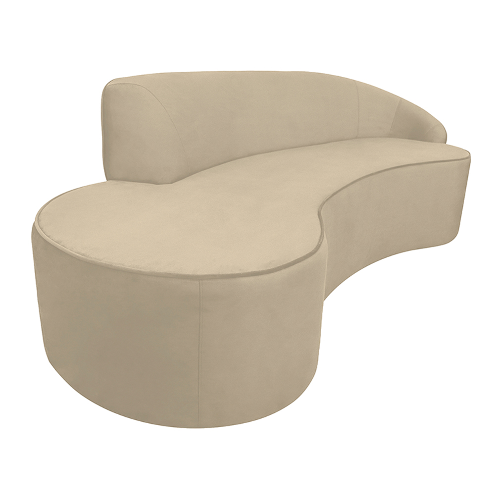 Sofá Decorativo 3 Lugares 210cm Abby Encosto Direito Curvo Veludo Creme G15 - Gran Belo
