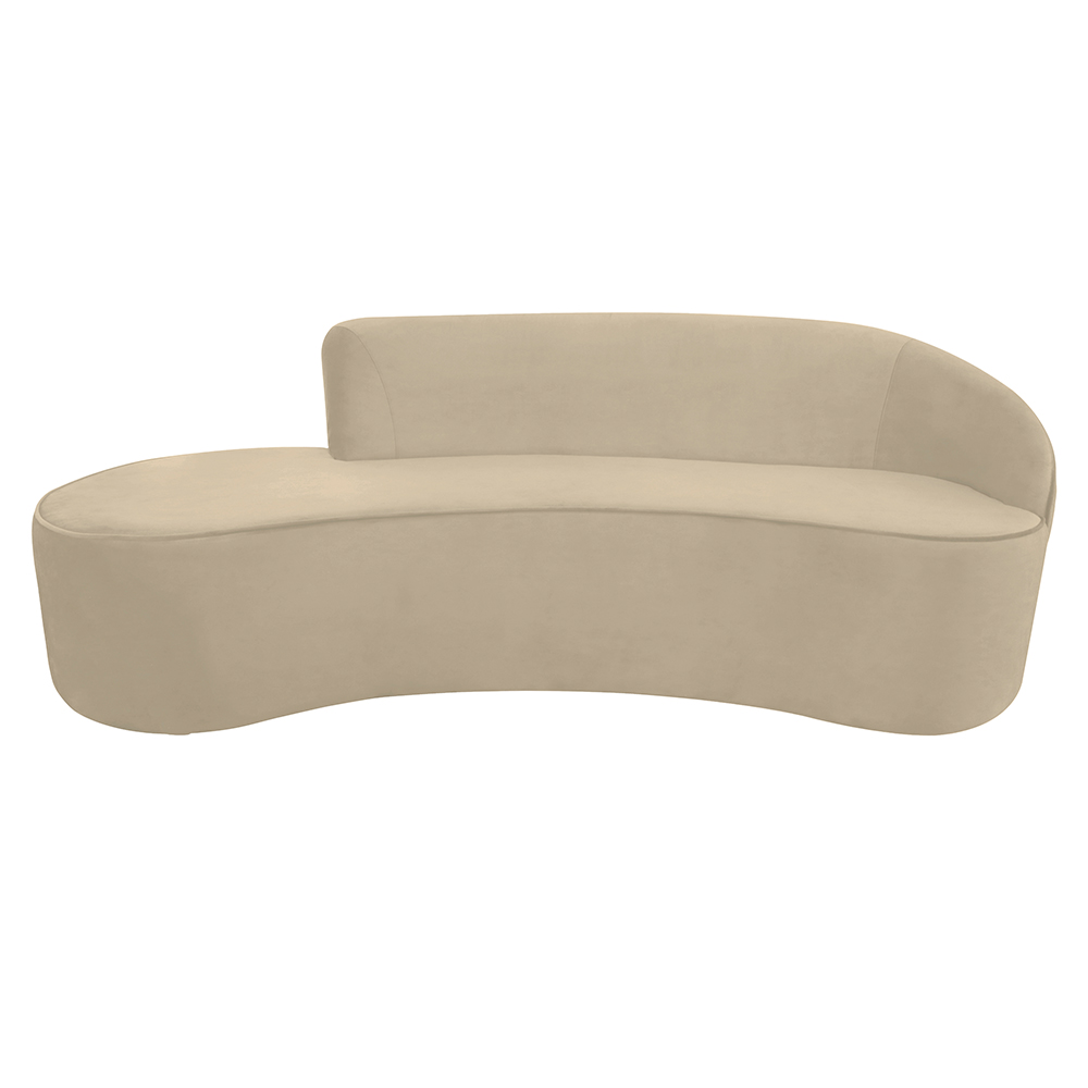 Sofá Decorativo 3 Lugares 210cm Abby Encosto Direito Curvo Veludo Creme G15 - Gran Belo