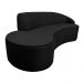 Sofá Decorativo 3 Lugares 210cm Abby Encosto Direito Curvo Veludo Preto G15 - Gran Belo
