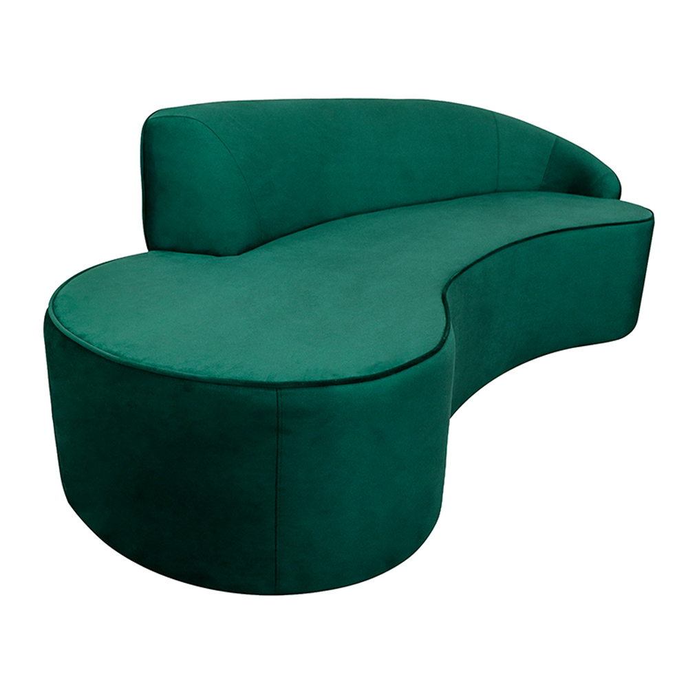 Sofá Decorativo 3 Lugares 210cm Abby Encosto Direito Curvo Veludo Verde G15 - Gran Belo