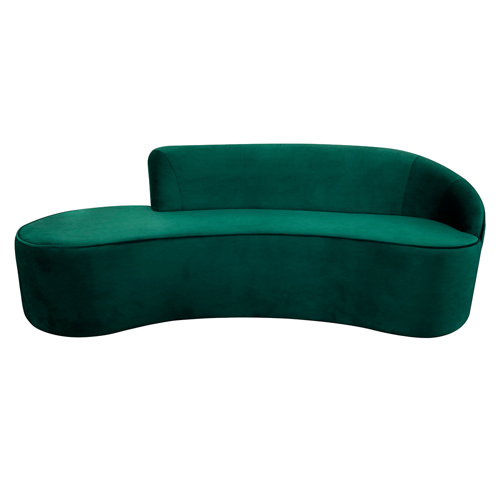 Sofá Decorativo 3 Lugares 210cm Abby Encosto Direito Curvo Veludo Verde G15 - Gran Belo