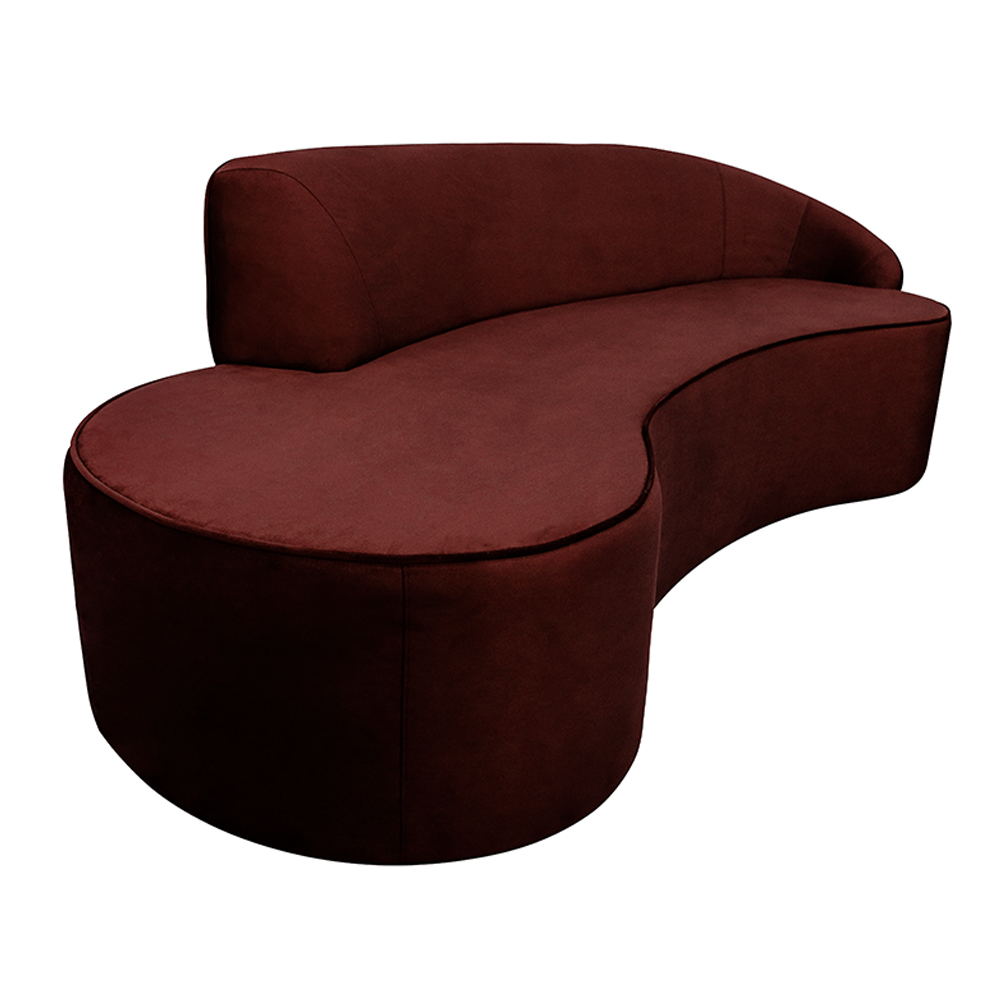 Sofá Decorativo 3 Lugares 210cm Abby Encosto Direito Curvo Veludo Vinho G15 - Gran Belo