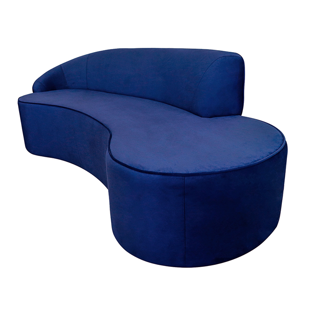 Sofá Decorativo 3 Lugares 210cm Abby Encosto Esquerdo Curvo Veludo Azul Marinho G15 - Gran Belo