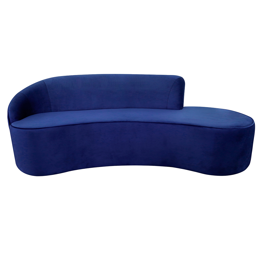 Sofá Decorativo 3 Lugares 210cm Abby Encosto Esquerdo Curvo Veludo Azul Marinho G15 - Gran Belo